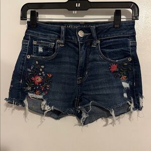 American Eagle Boho Chic Embroidered Hi-Rise Shortie Shorts 2